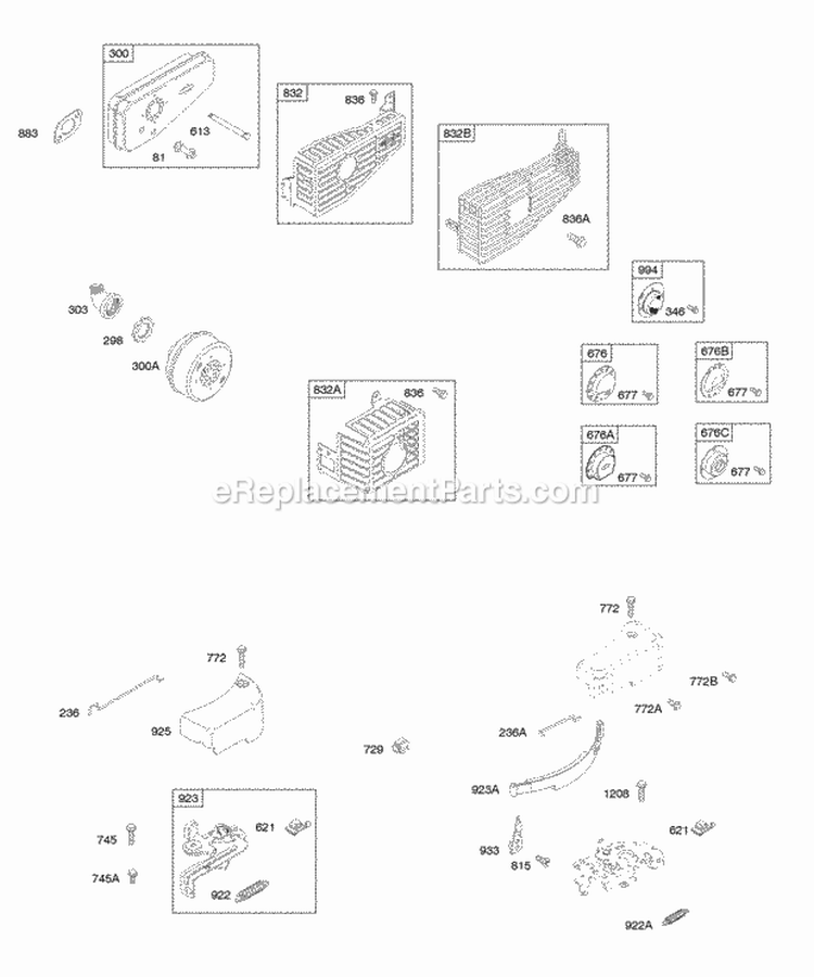 Brake Exhaust System Diagram and Parts List for  Briggs and Stratton Engine